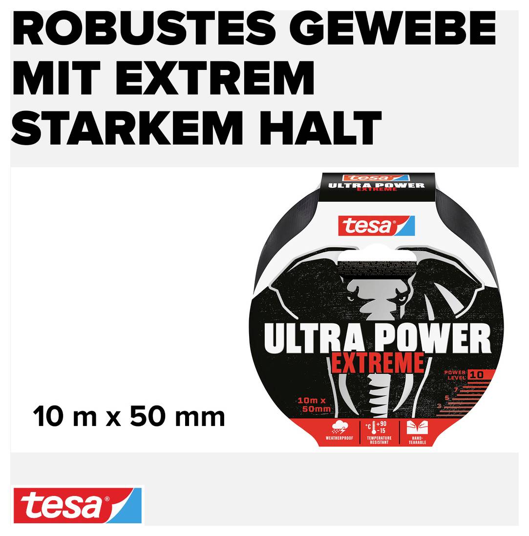 Tesa ULTRA POWER EXTREME 56622-00000-00 Reparaturband Schwarz (L x B) 10m x 50mm 1St.