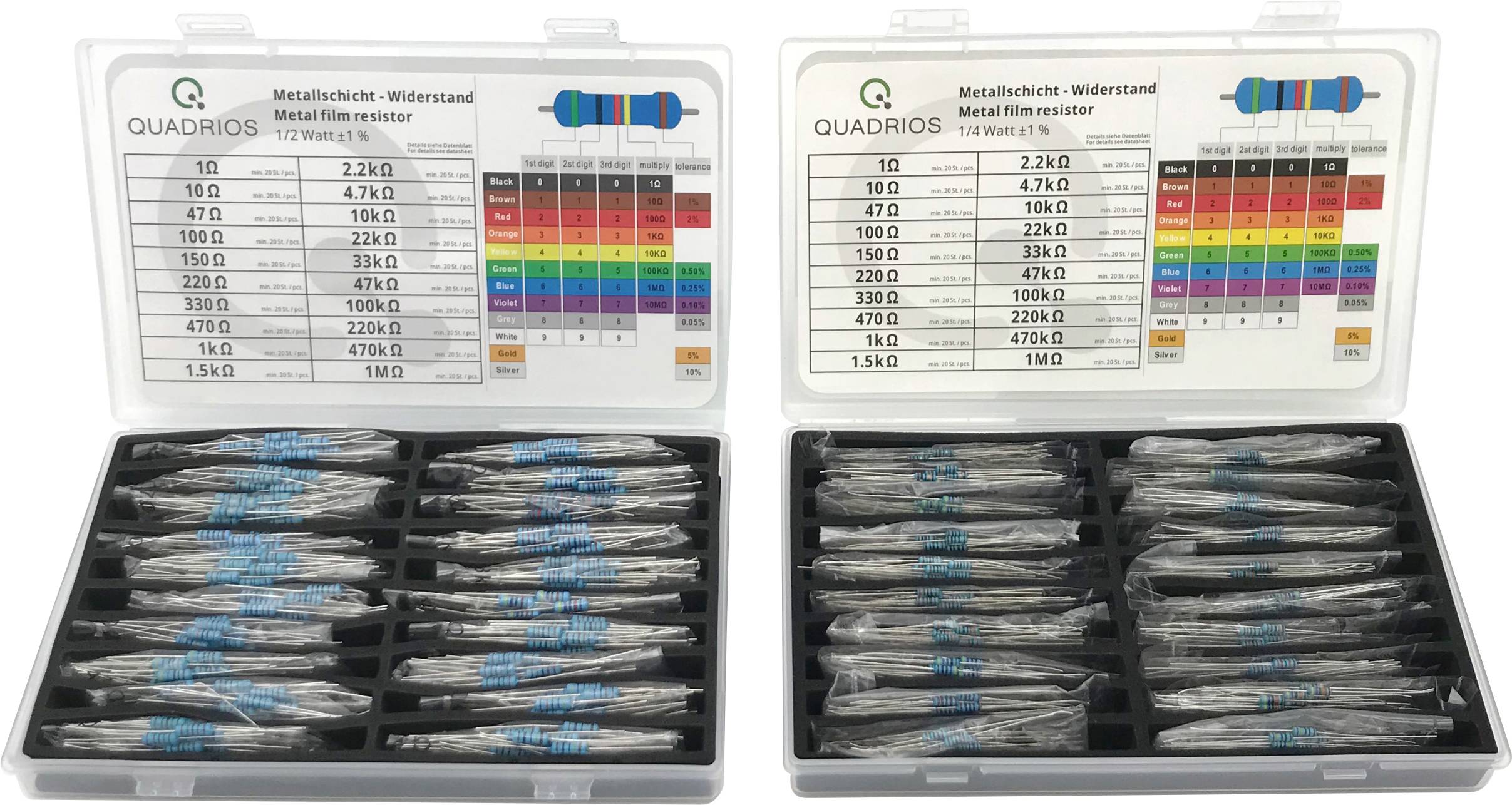 Quadrios 2109P138 2109P138 Metallschicht-Widerstand Sortiment axial bedrahtet 800St.
