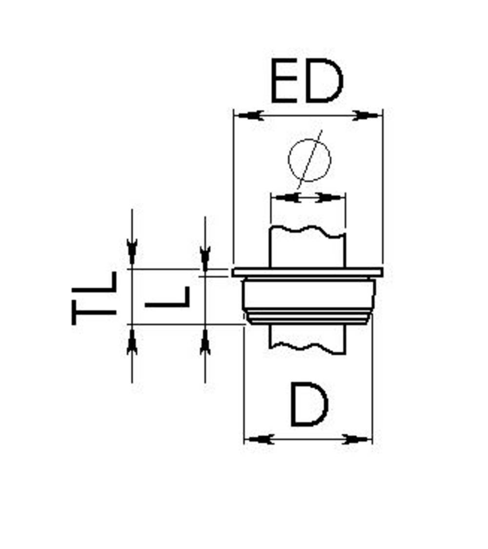 Diagramm eines Bolzenlagers mit Beschriftungen 'ED', 'TL', 'L' und 'D', die Maße und Positionen angeben.