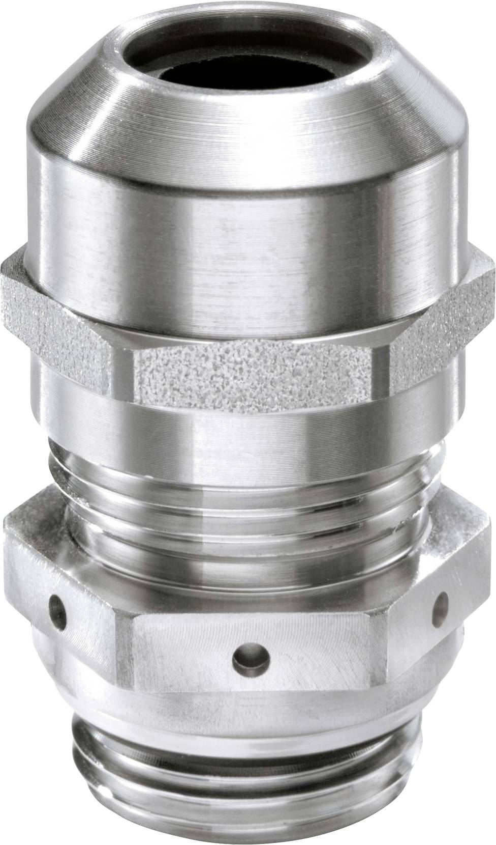Metallischer Kabelverschraubung, zylindrische Form, für industrielle Anwendungen.