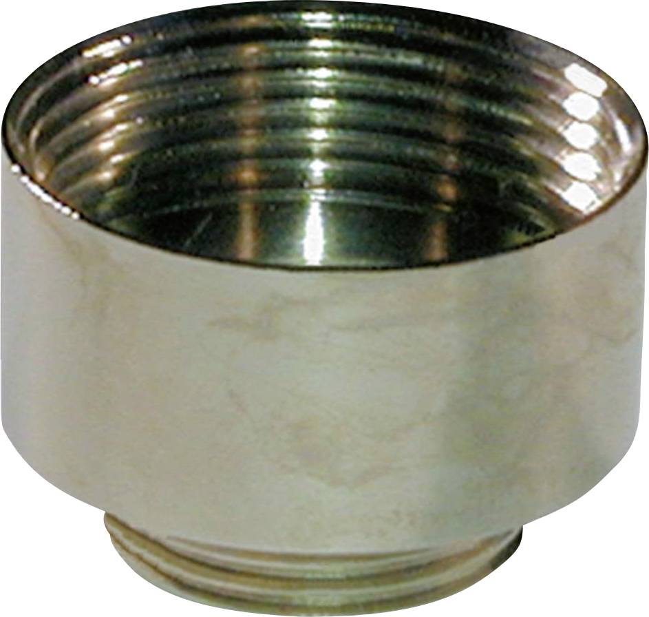 Metallischer Rohrverbinder mit Gewinde, zylindrische Form.