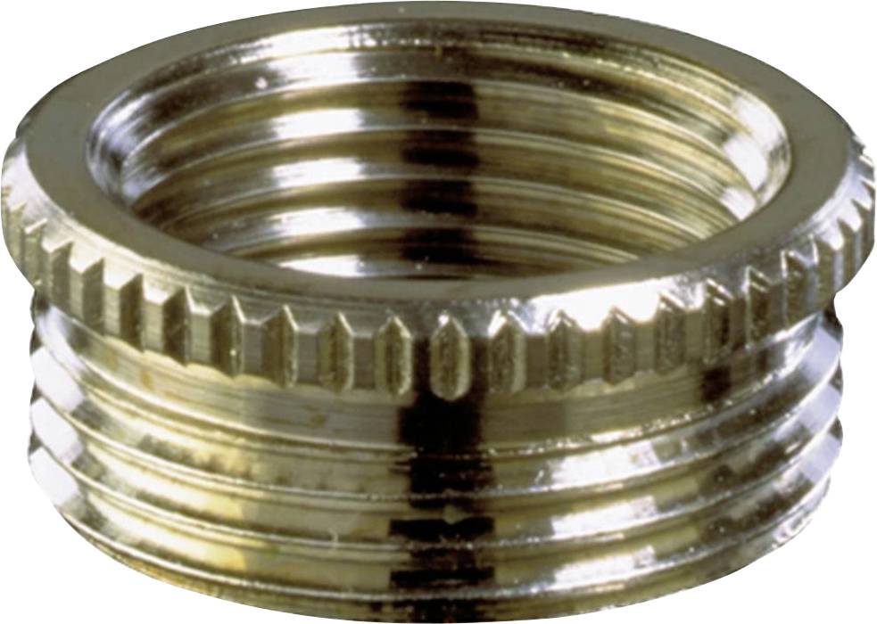 Metallgewinde-Adapter, zylindrische Form, für Rohrverbindungen konzipiert. Glänzende Oberfläche, geeignet für Sanitärinstallationen.