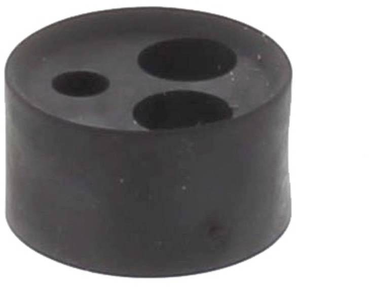 Ein schwarzer Zylinder mit drei unterschiedlich großen Löchern auf der Oberseite.