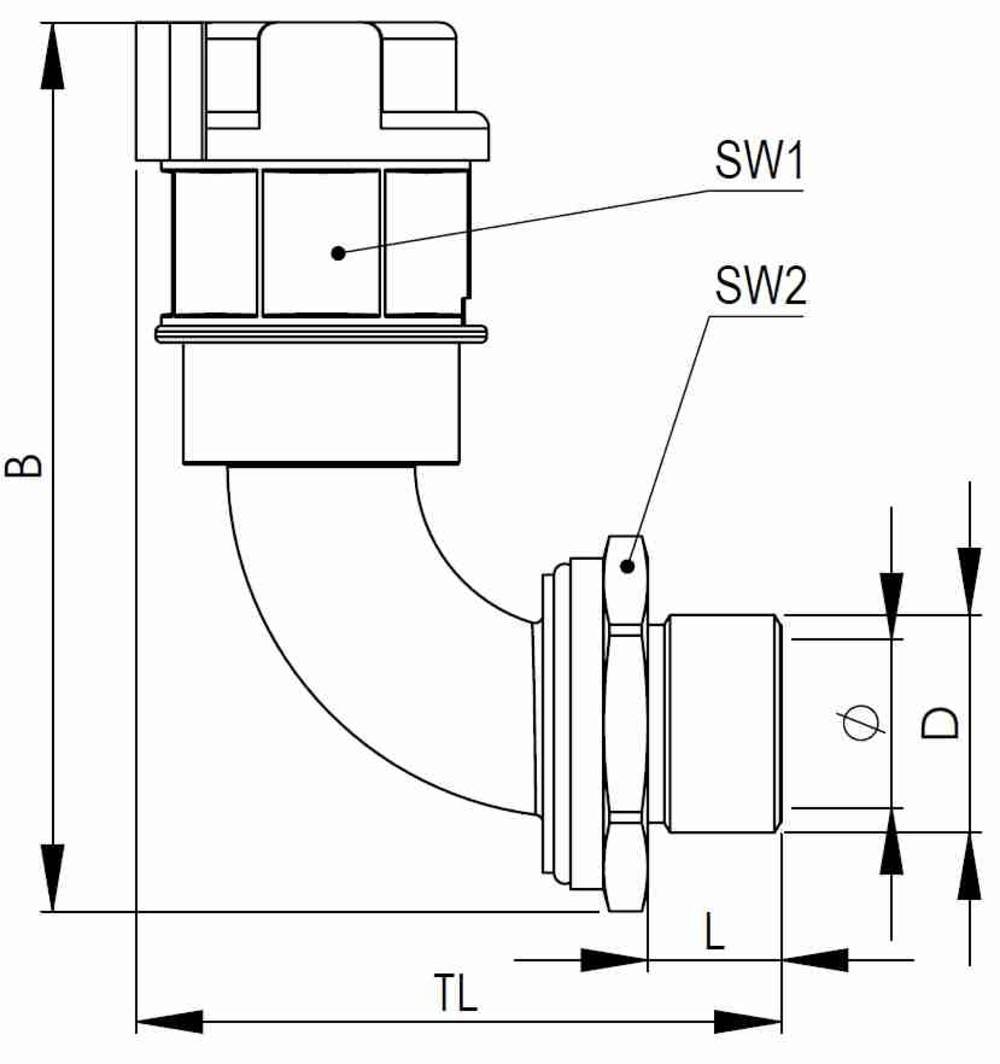 Wiska 10107014 EMBF90-10-12-BK Verschraubung Schwarz M12 x 1.5 90° 50St.