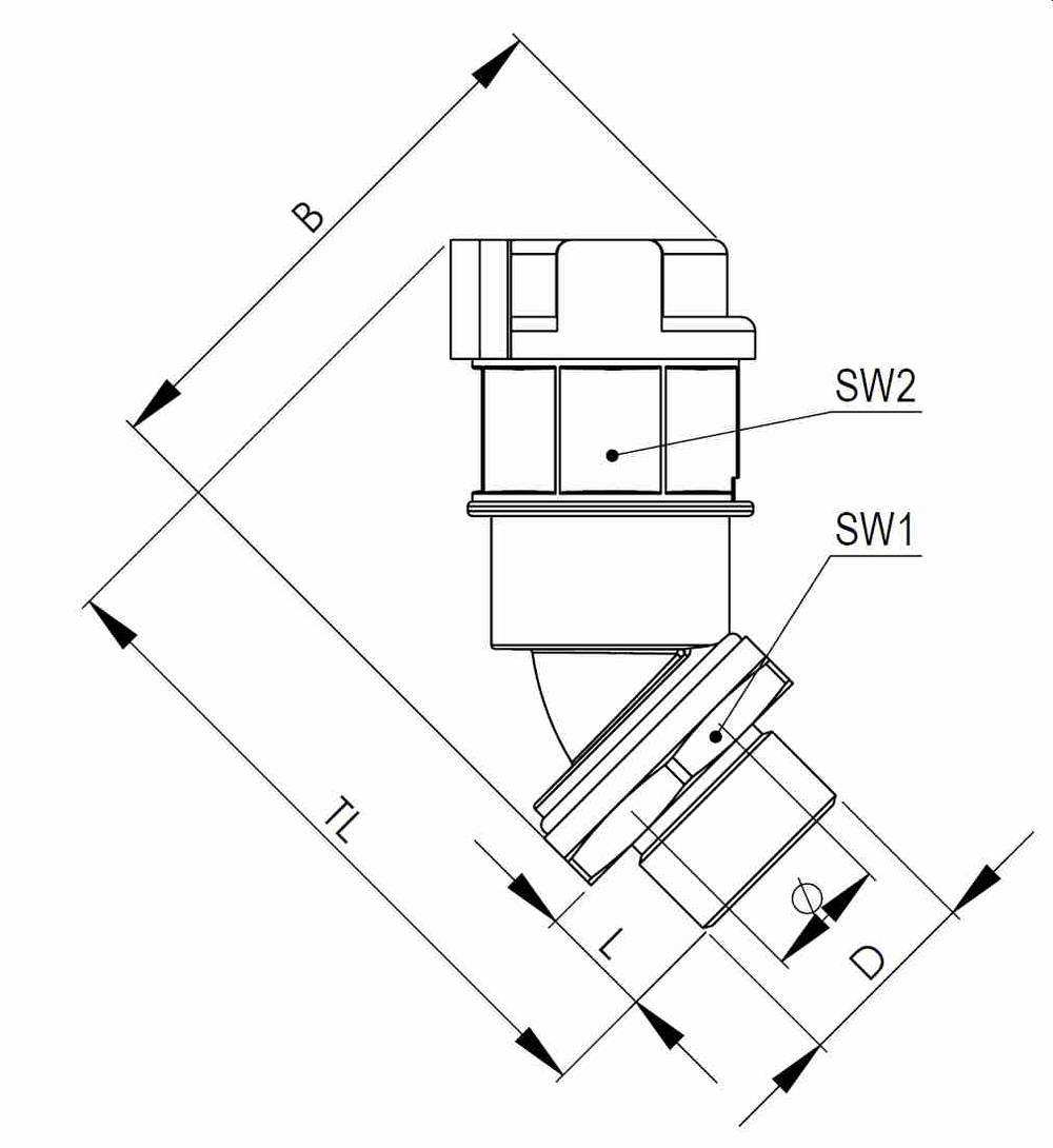 Wiska 10107332 EMBF45-48-63-BK Verschraubung Schwarz M63 x 1.5 45° 5St.