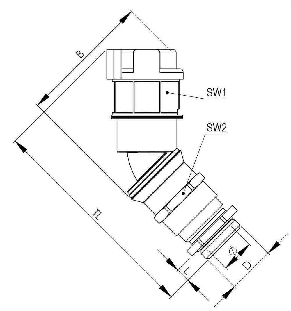 Wiska 10107996 EMBF45CG-29-32-BK Verschraubung Schwarz M32 x 1.5 45° 25St.