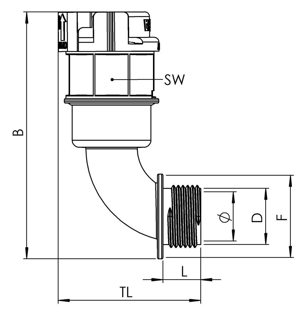 Wiska 10108896 EBF90-36-50-BK Verschraubung Schwarz M50 x 1.5 90° 10St.