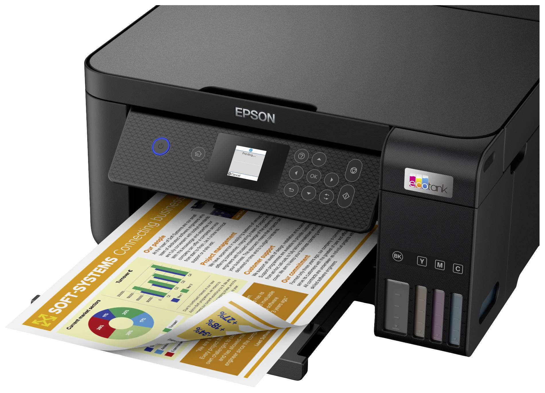 Epson ET-2850 Multifunktionsdrucker A4 Drucker, Scanner, Kopierer Duplex, Tintentank-System, USB, WLAN Schwarz