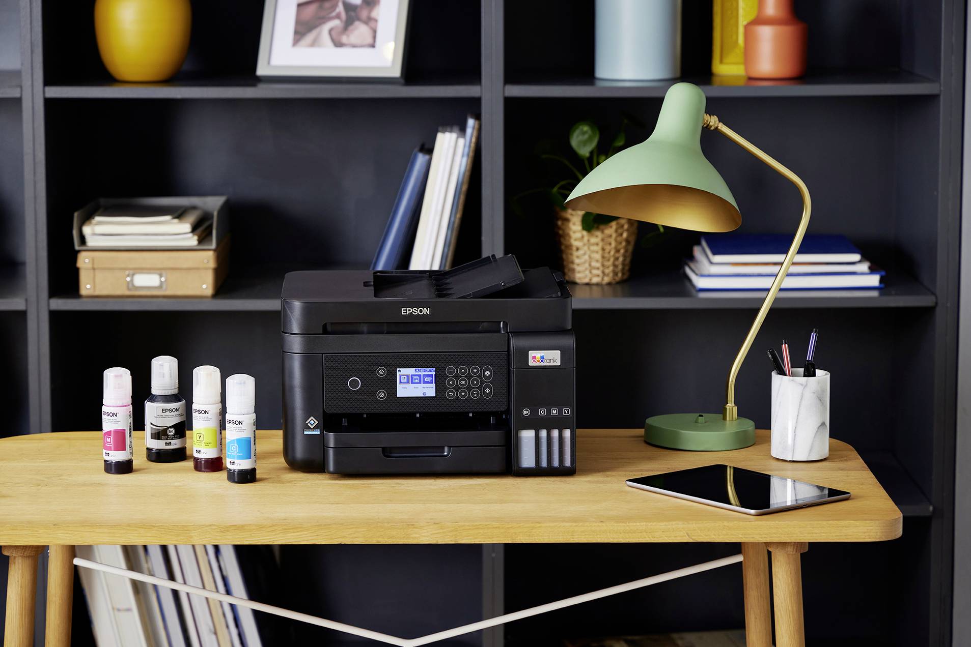 Epson EcoTank ET-3850 Multifunktionsdrucker A4 Drucker, Scanner, Kopierer ADF, USB, WLAN, Tintentank-System, Duplex, LAN;Schwarz