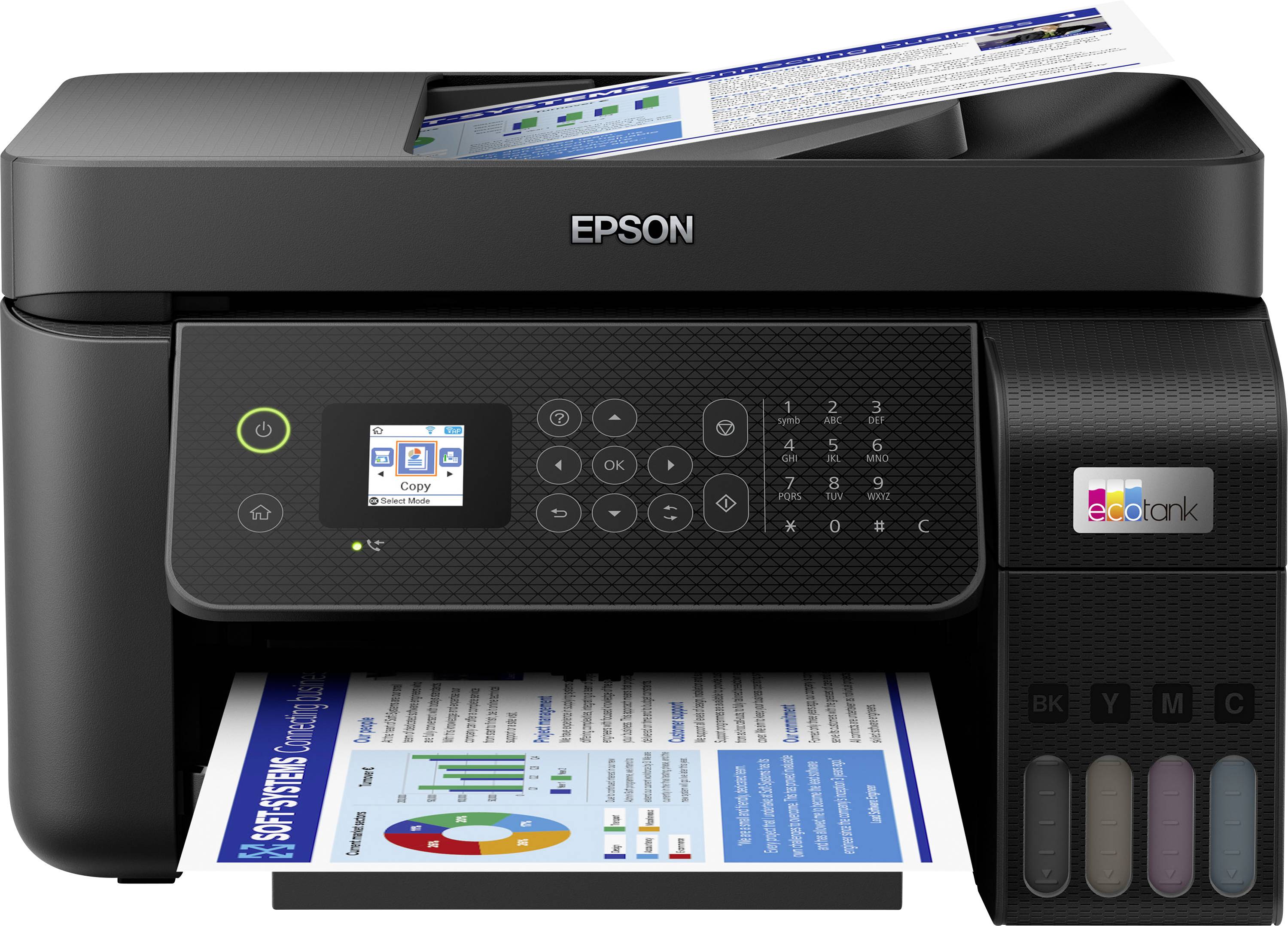 Epson EcoTank ET-4800 Multifunktionsdrucker A4 Drucker, Scanner, Kopierer, Fax ADF, Duplex, LAN, USB, WLAN, Tintentank-System;Schwarz