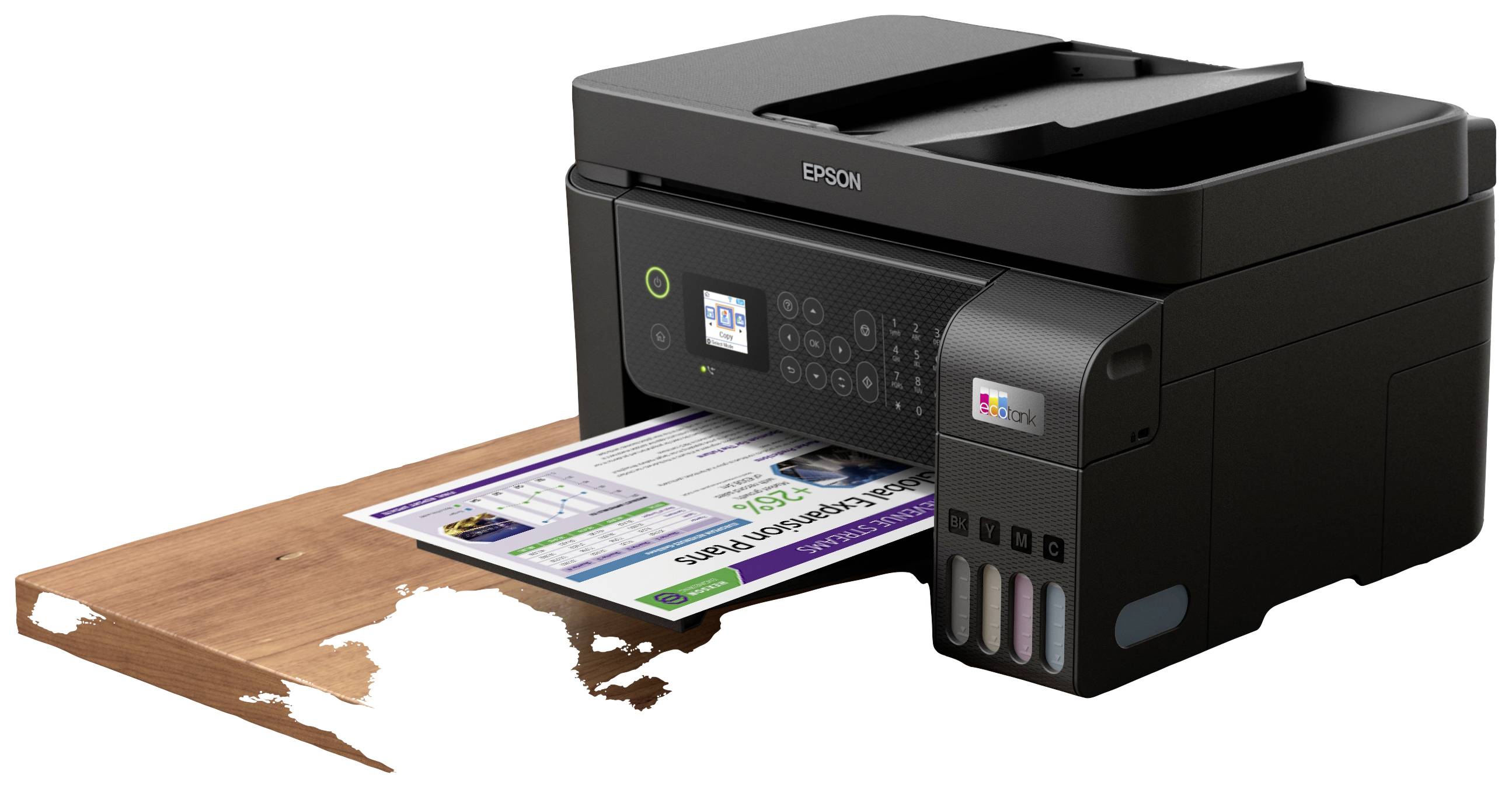 Epson EcoTank ET-4800 Multifunktionsdrucker A4 Drucker, Scanner, Kopierer, Fax ADF, Duplex, LAN, USB, WLAN, Tintentank-System;Schwarz
