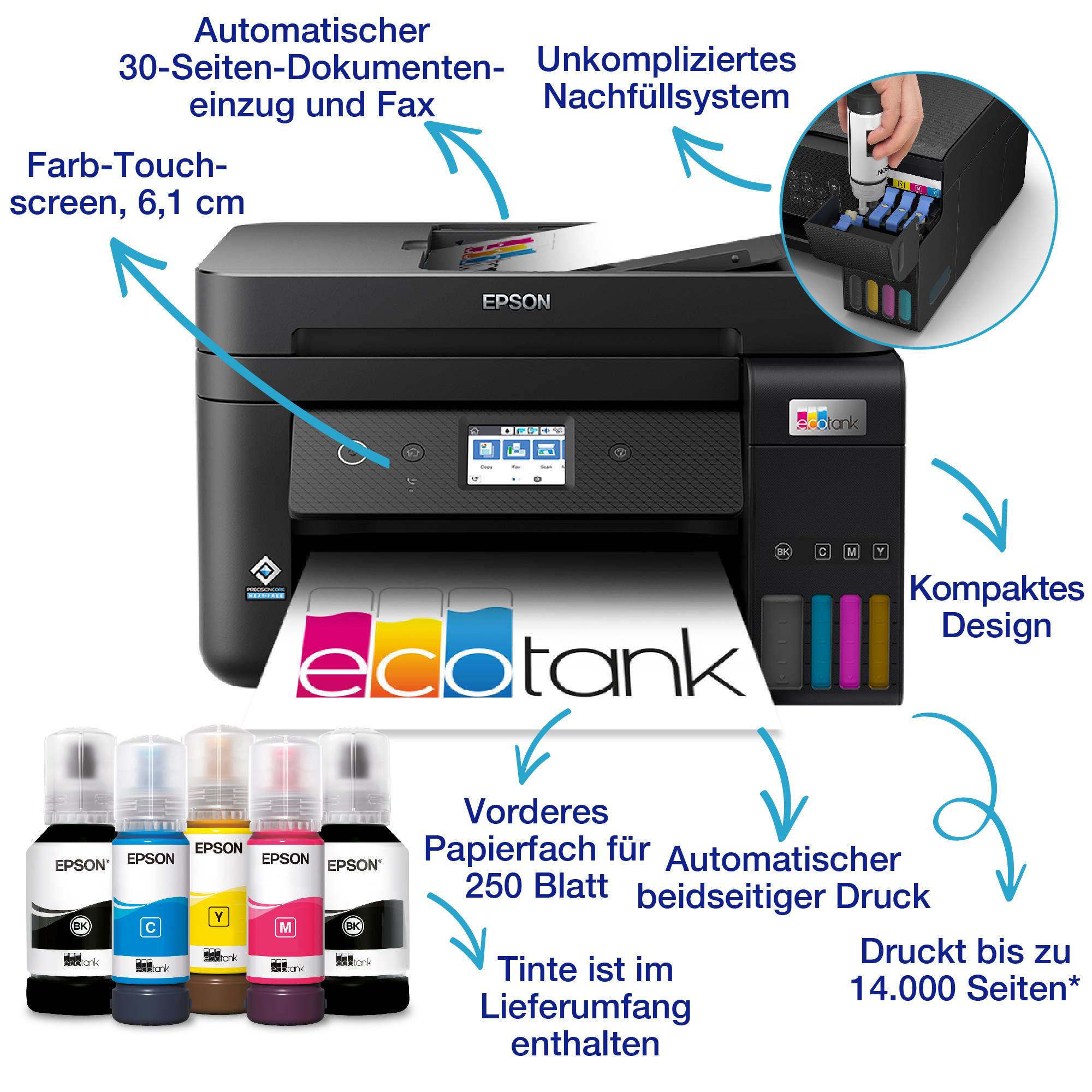 EcoTank ET-4850 - Multifunction Printer - Colour - Ink Jet - Refillabler - A4