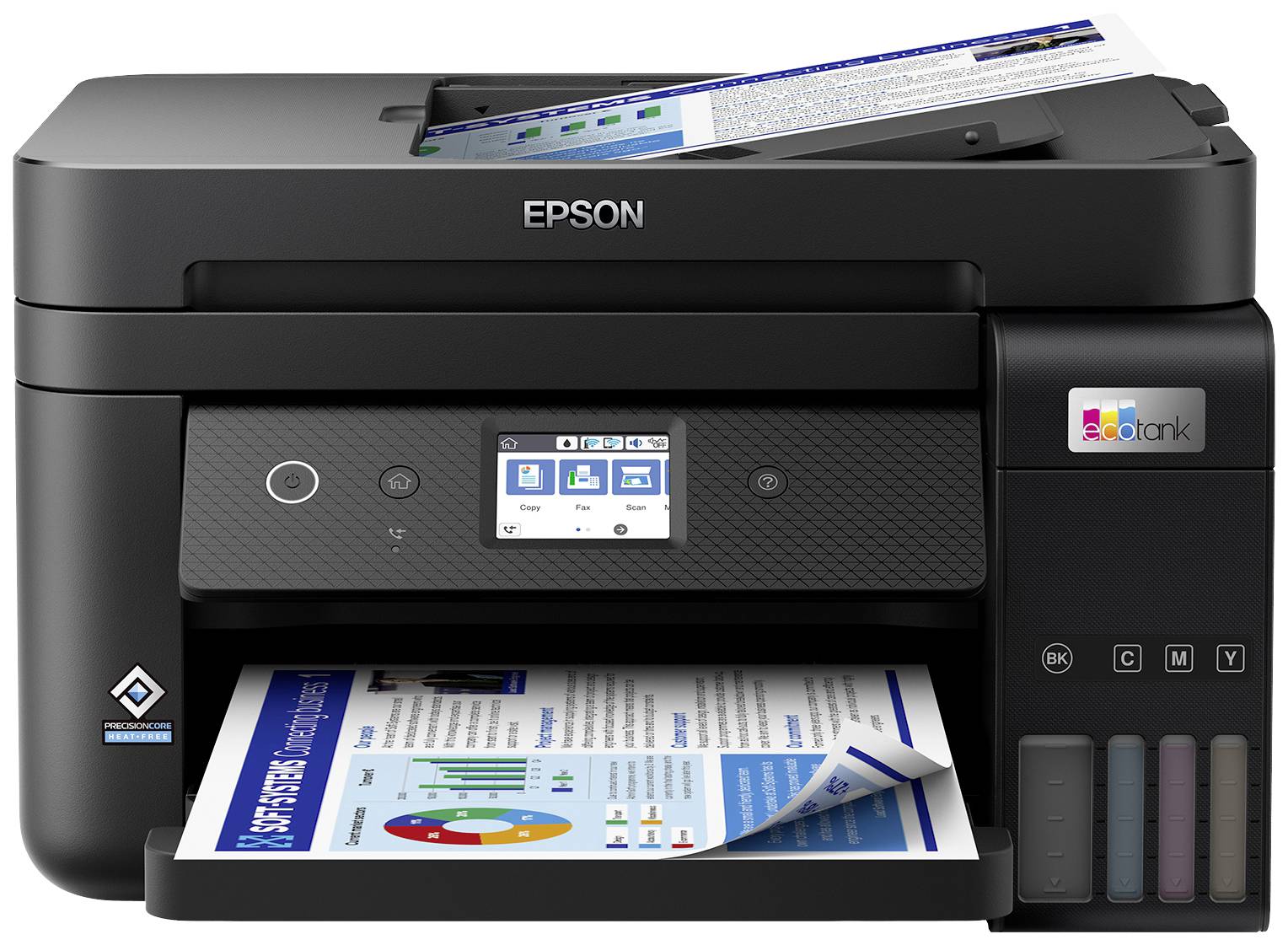 Epson EcoTank ET-4850 Multifunktionsdrucker A4 Drucker, Scanner, Kopierer, Fax ADF, Duplex, LAN, USB, WLAN, Tintentank-System;Schwarz