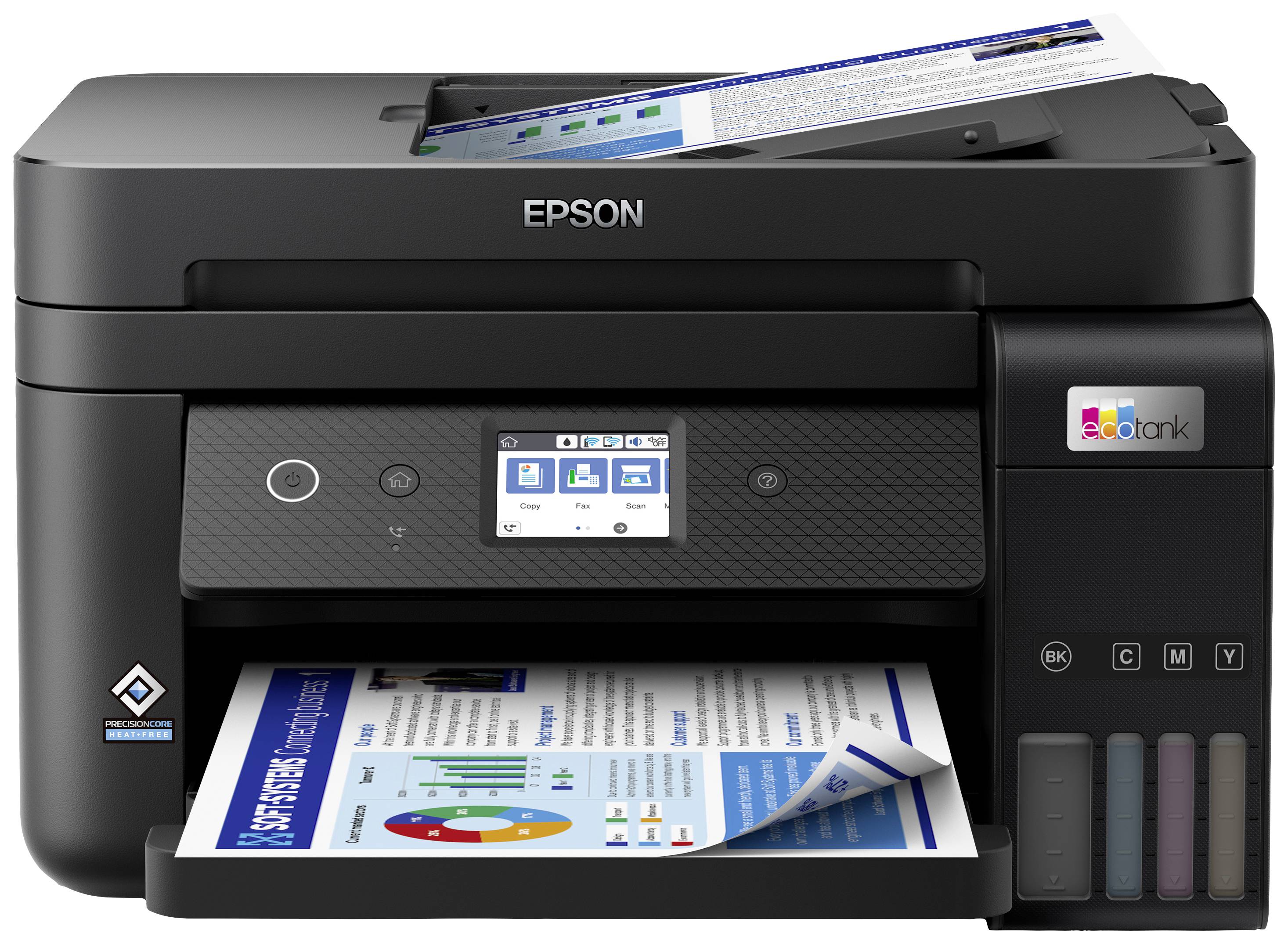 Epson EcoTank ET-4850 Multifunktionsdrucker A4 Drucker, Scanner, Kopierer, Fax ADF, Duplex, LAN, USB, WLAN, Tintentank-System;Schwarz