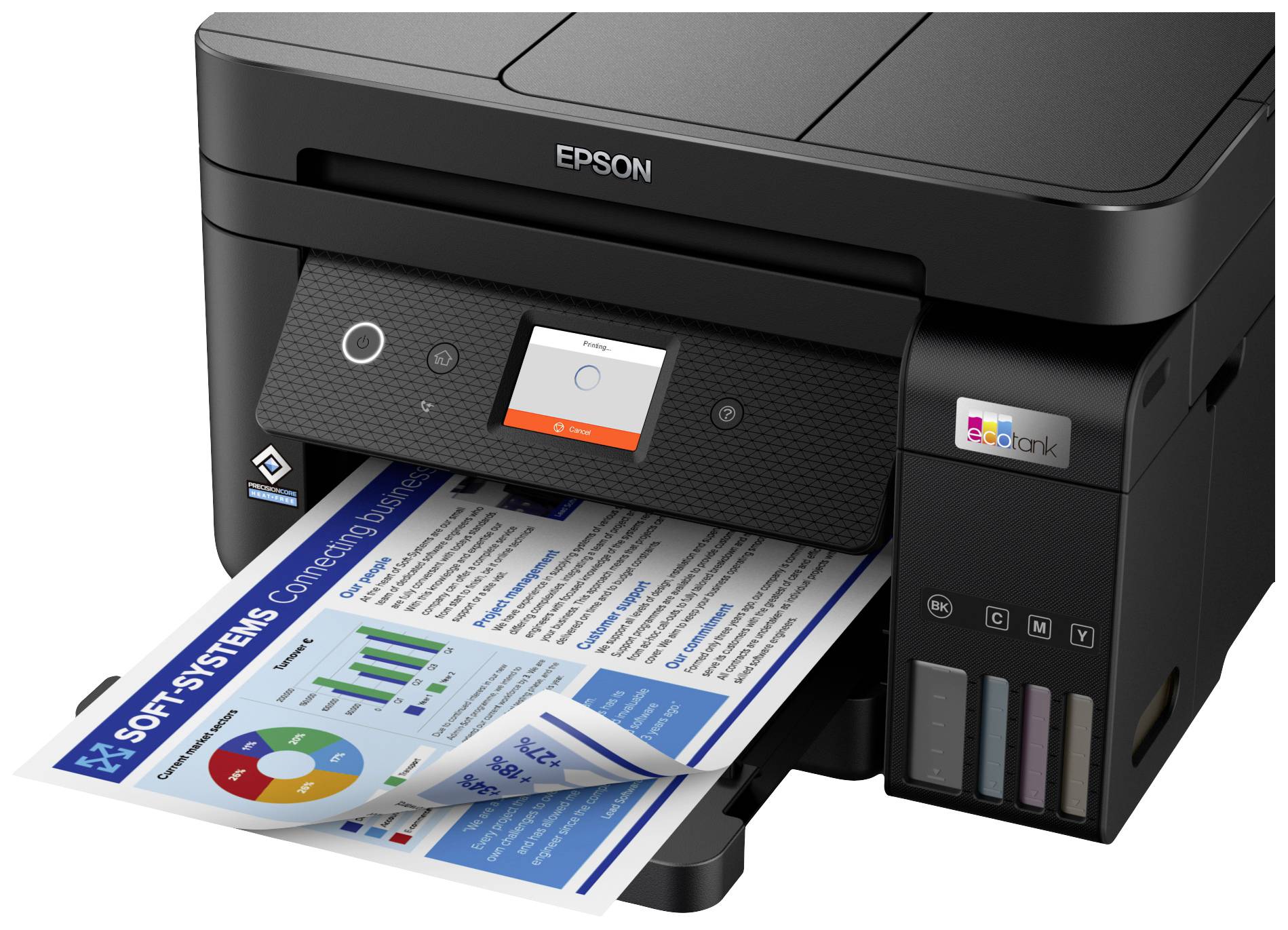 Epson EcoTank ET-4850 Multifunktionsdrucker A4 Drucker, Scanner, Kopierer, Fax ADF, Duplex, LAN, USB, WLAN, Tintentank-System;Schwarz