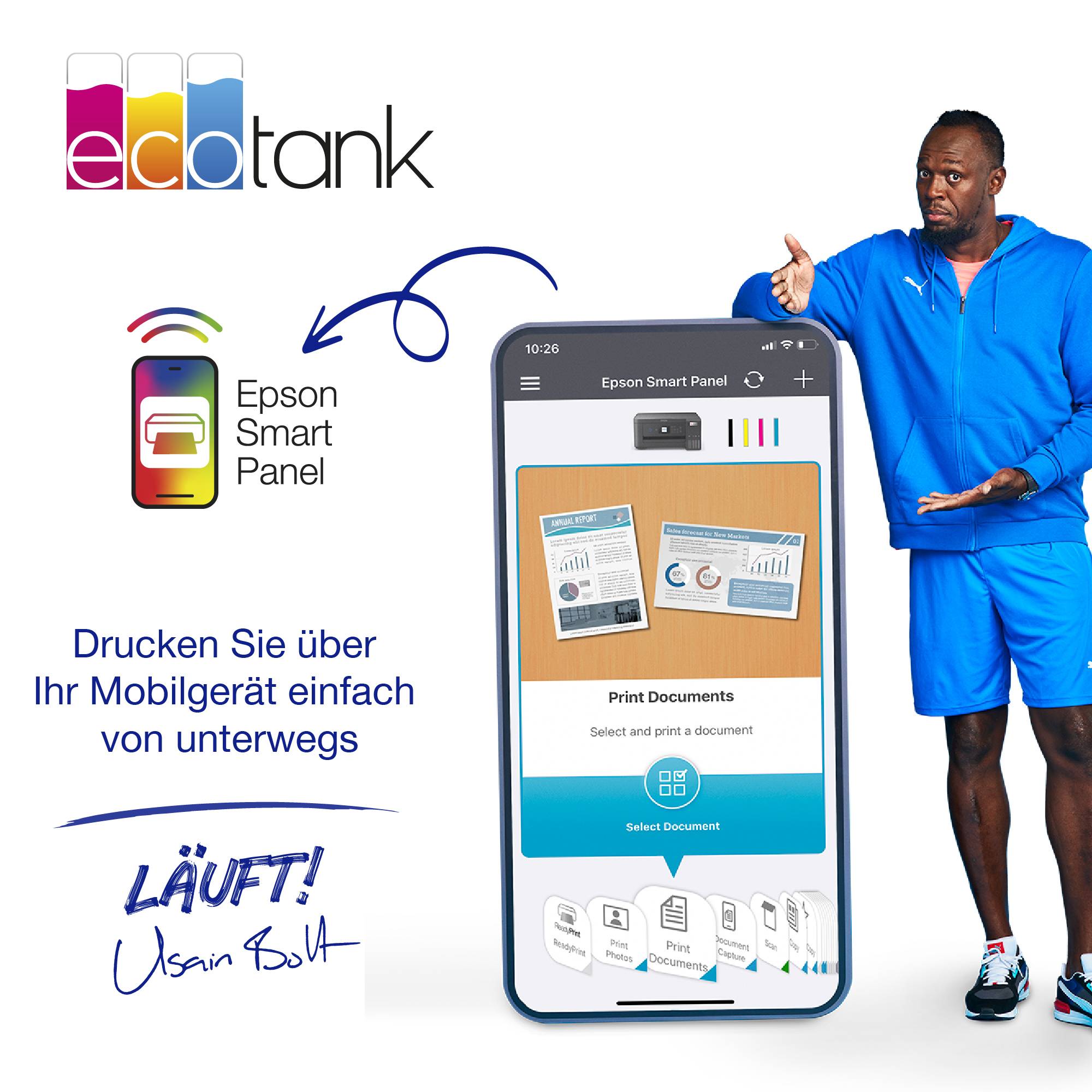 Epson EcoTank ET-2820 Multifunktionsdrucker A4 Drucker, Scanner, Kopierer Duplex, Tintentank-System, USB, WLAN;Schwarz