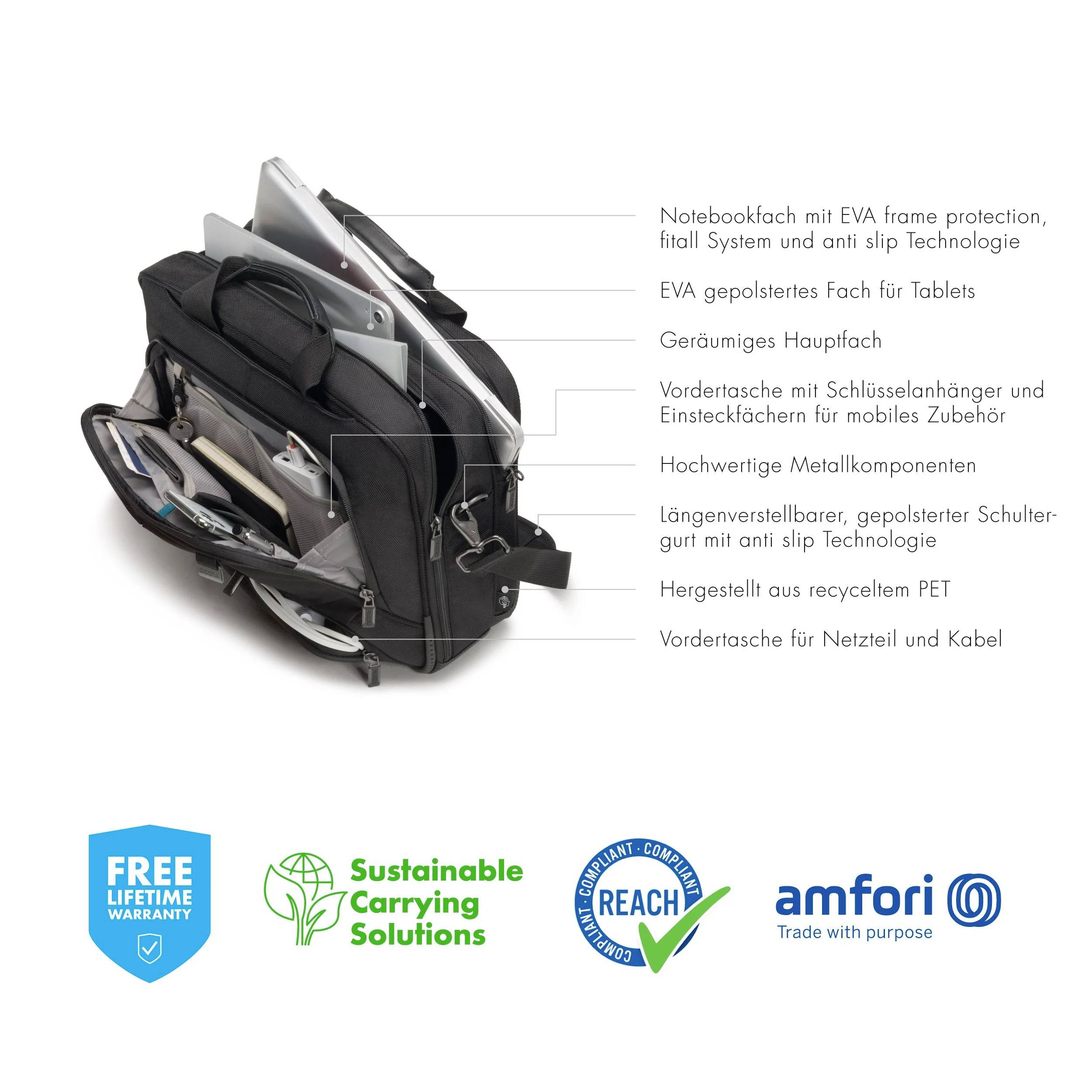 Dicota Notebook Tasche Eco Top Traveller PRO Passend für maximal: 43,9 cm (17,3") Schwarz