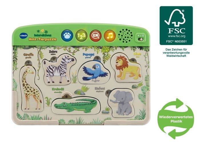 VTech 80-613644 Vtech 80-613644 Interaktives Holz-Tierpuzzle