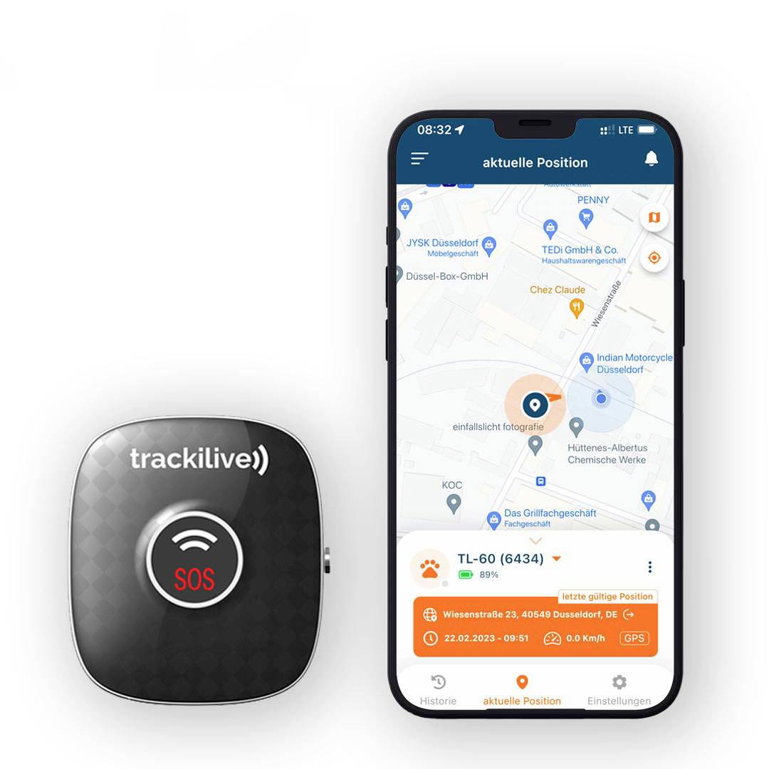 Trackilive TL-10 4G GPS Tracker Haustiertracker, Gepäckstücktracker, Multifunktionstracker, Personentracker Schwarz