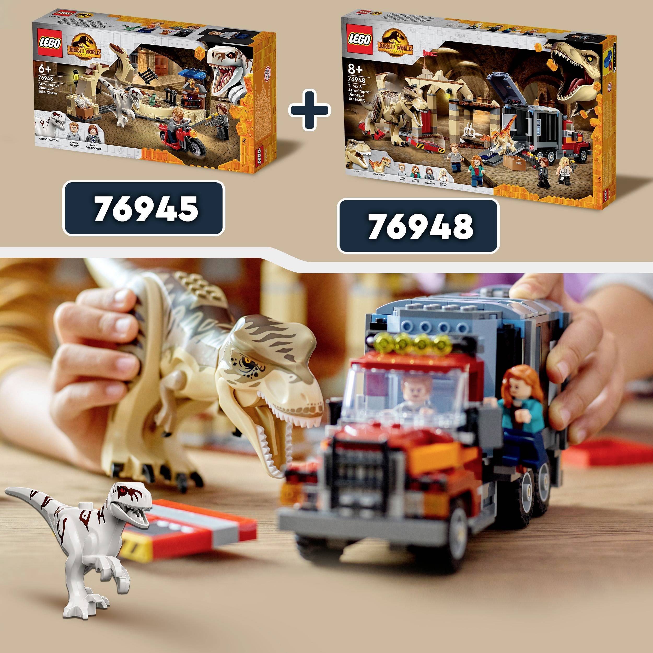 76948 LEGO® JURASSIC WORLD™ T. Rex & Atrociraptor: Dinosaurier-Ausbruch