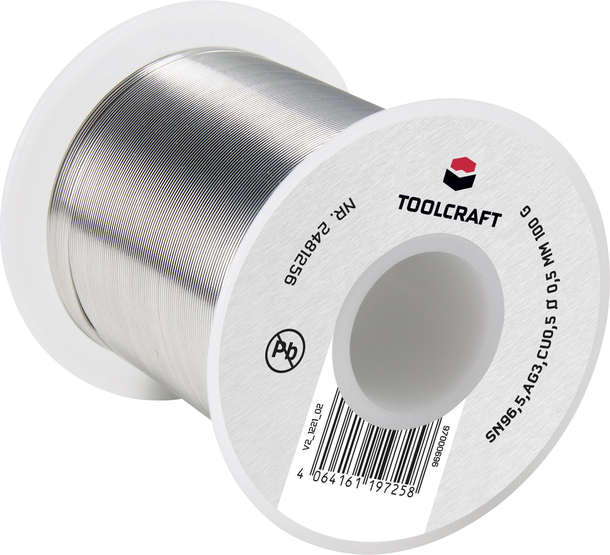 TOOLCRAFT Lötzinn, bleifrei Spule Sn96,5Ag3Cu0,5 ROL1 100g 0.5mm