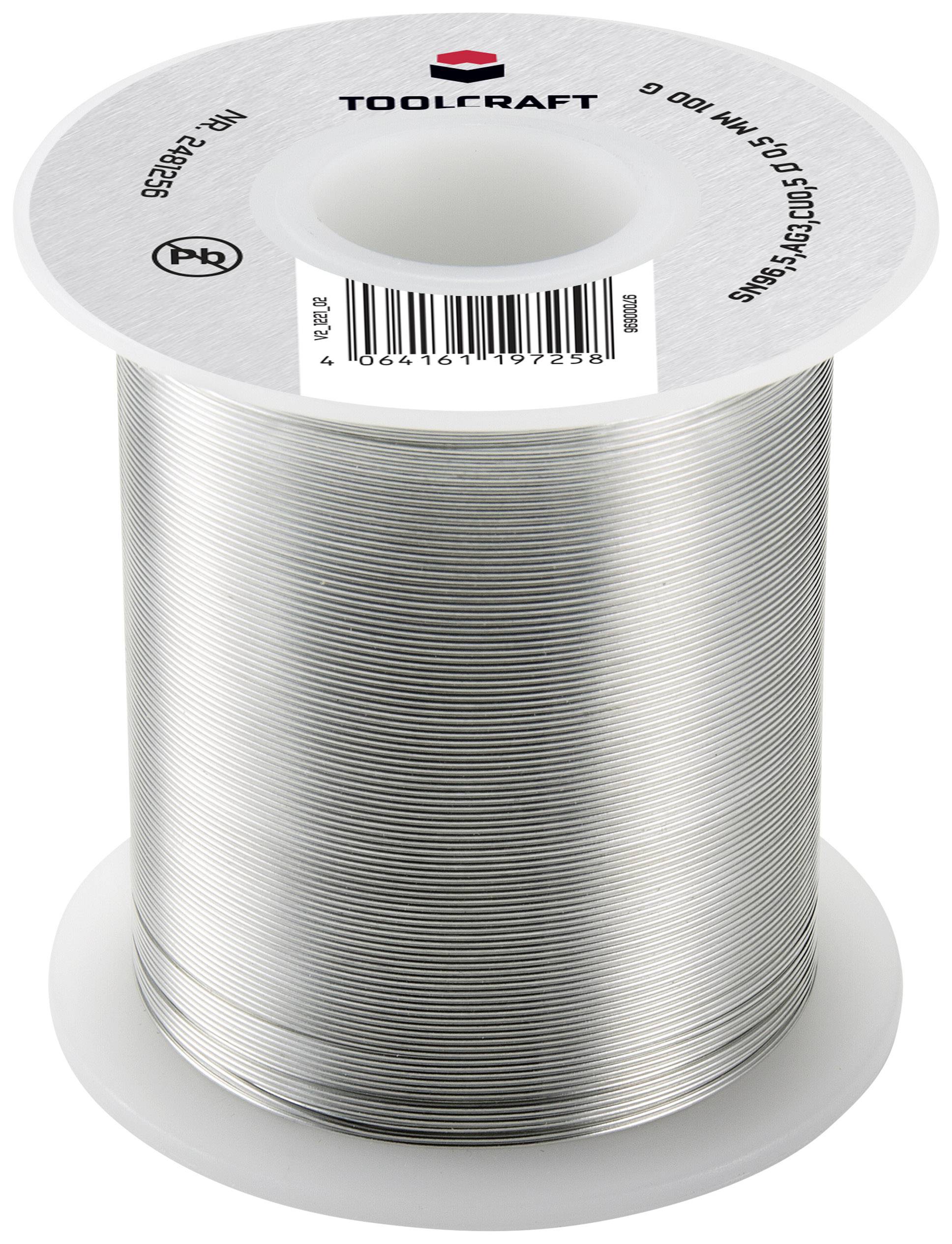 TOOLCRAFT Lötzinn, bleifrei Spule Sn96,5Ag3Cu0,5 ROL1 100g 0.5mm