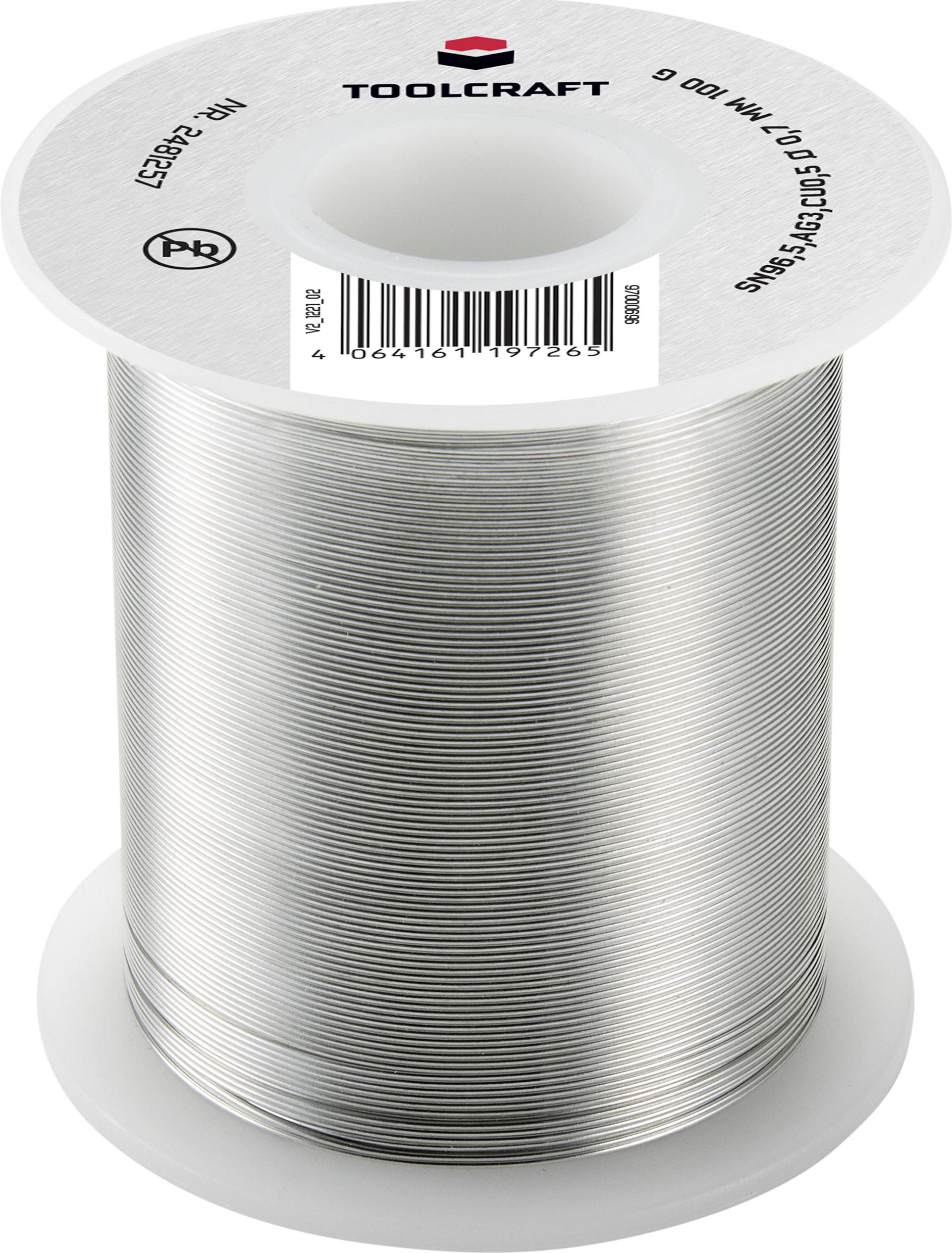 TOOLCRAFT Lötzinn, bleifrei Spule Sn96,5Ag3Cu0,5 ROL1 100g 0.7mm