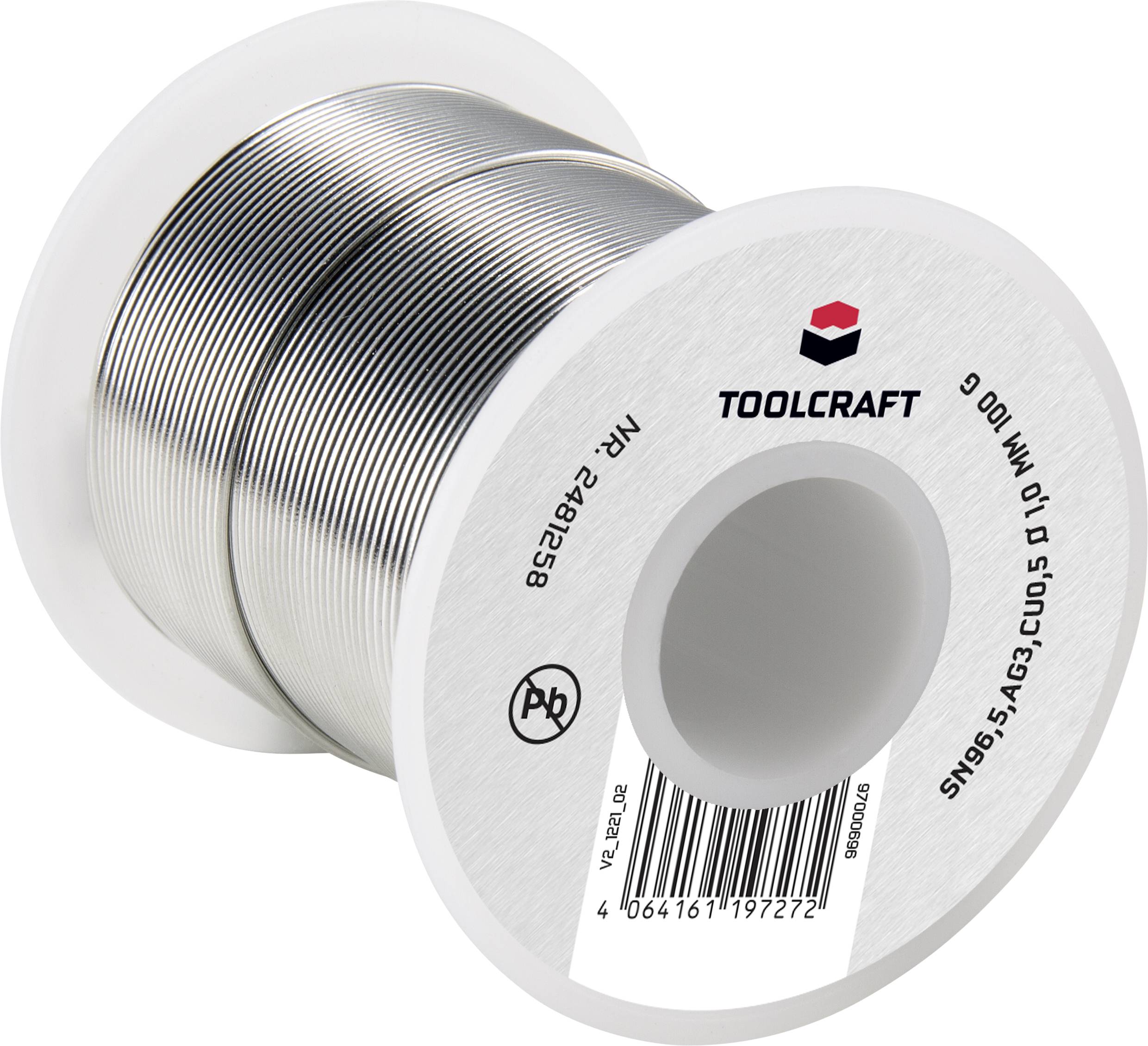 TOOLCRAFT Lötzinn, bleifrei Spule Sn96,5Ag3Cu0,5 ROL1 100g 1mm