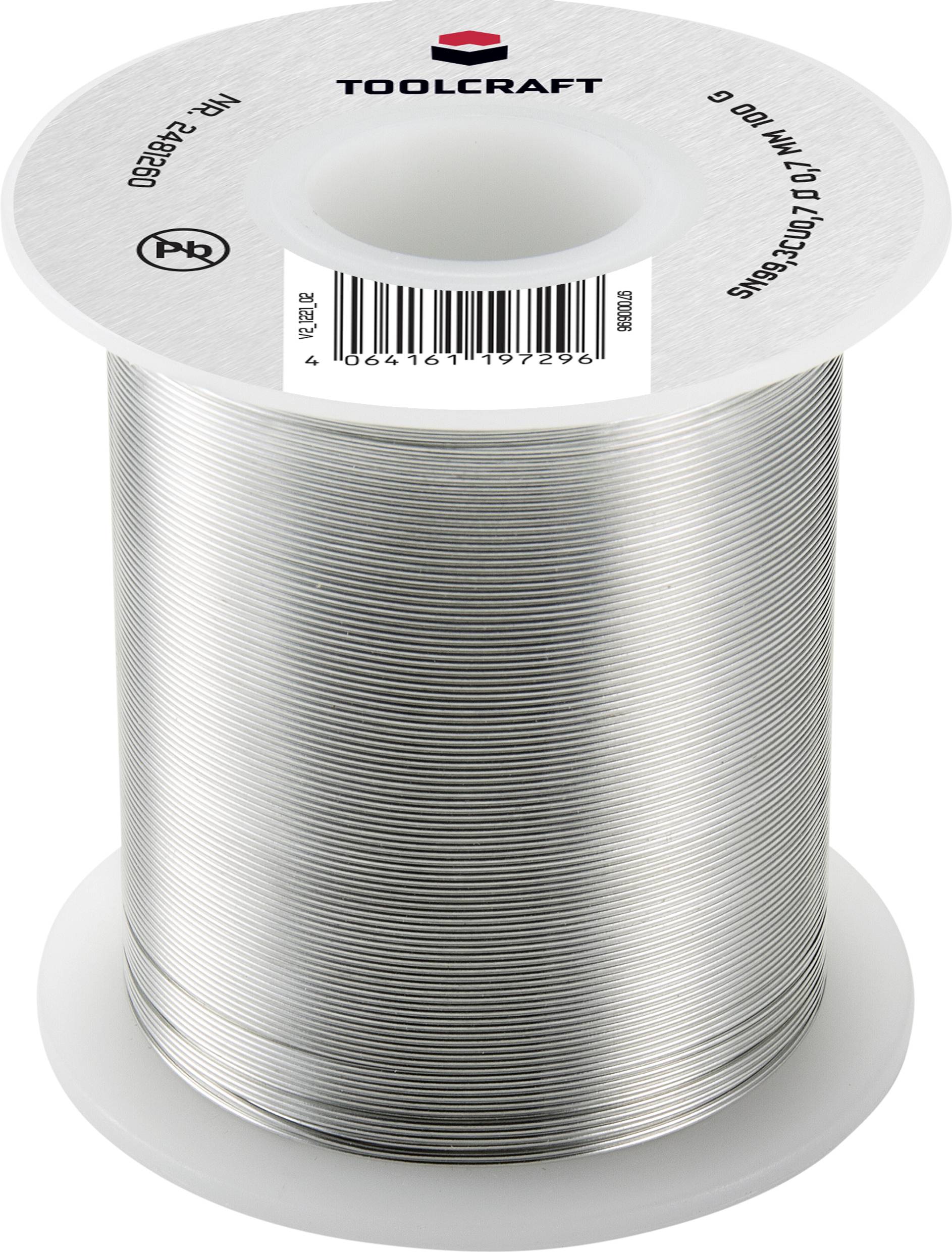 TOOLCRAFT Lötzinn, bleifrei Spule Sn99,3Cu0,7 ROL1 100g 0.7mm
