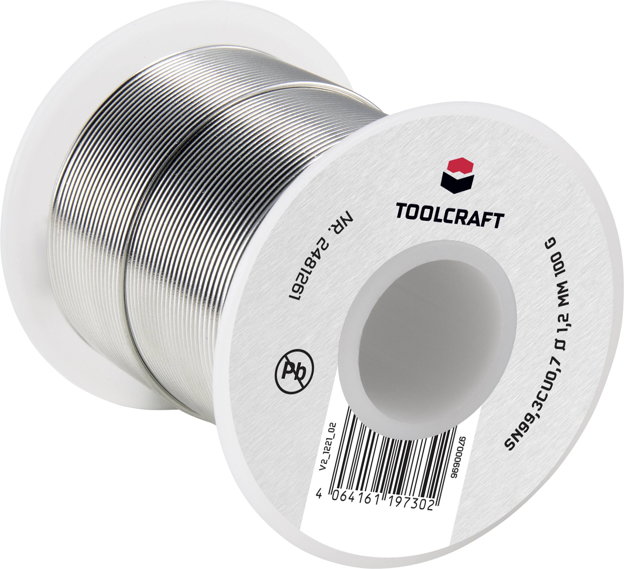 TOOLCRAFT Lötzinn, bleifrei Spule Sn99,3Cu0,7 ROL1 100g 1.2mm