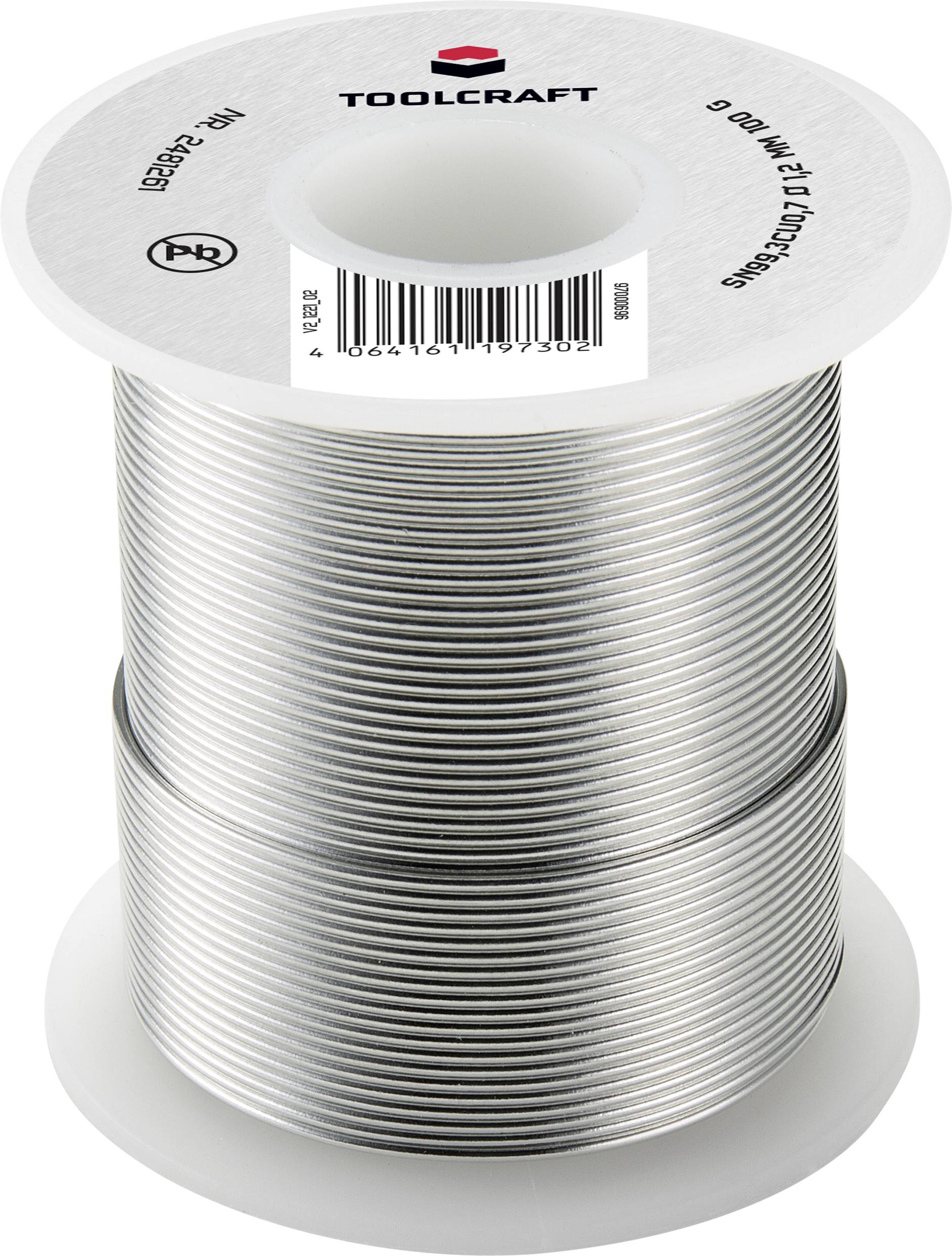 TOOLCRAFT Lötzinn, bleifrei Spule Sn99,3Cu0,7 ROL1 100g 1.2mm