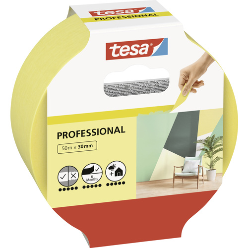 Tesa Professional 56299-00000-00 Malerabdeckband Gelb (L x B) 50m x 30mm 1St.