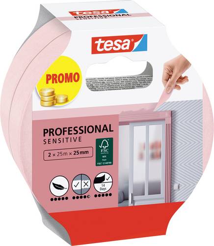 Tesa Professional Sensitive 56267-00000-01 Malerabdeckband Rosa (L x B) 50 m x 25 mm 2 St.