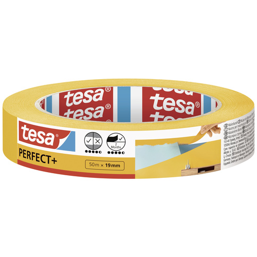 Tesa Perfect+ 56536-00000-00 Malerabdeckband Gelb (L x B) 50m x 19mm 1St.