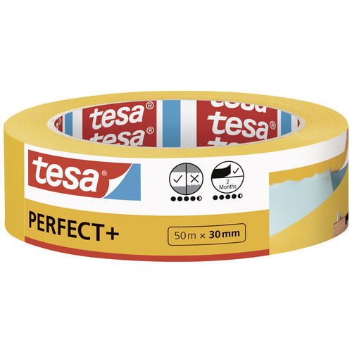 Tesa Perfect+ 56537-00000-00 Malerabdeckband Gelb (L x B) 50 m x 30 mm 1 St.