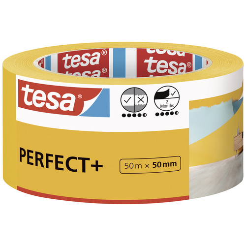 Tesa Perfect+ 56538-00000-00 Malerabdeckband Gelb (L x B) 50m x 50mm 1St.