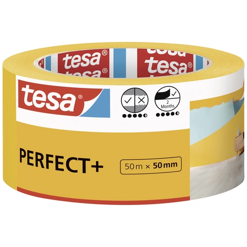 Tesa Perfect+ 56538-00000-00 Malerabdeckband Gelb (L x B) 50m x 50mm 1St. Tesa Perfect+ 56538-00000-00 Malerabdeckband Gelb (L x B) 50m x 50mm 1St.