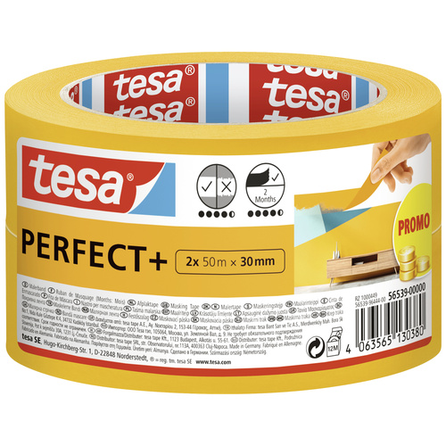 Tesa Perfect+ 56539-00000-00 Malerabdeckband Gelb (L x B) 100m x 30mm 2St.