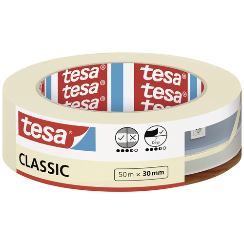 Tesa Classic 52805-00000-03 Malerabdeckband Weiß (L x B) 50m x 30mm 1St.