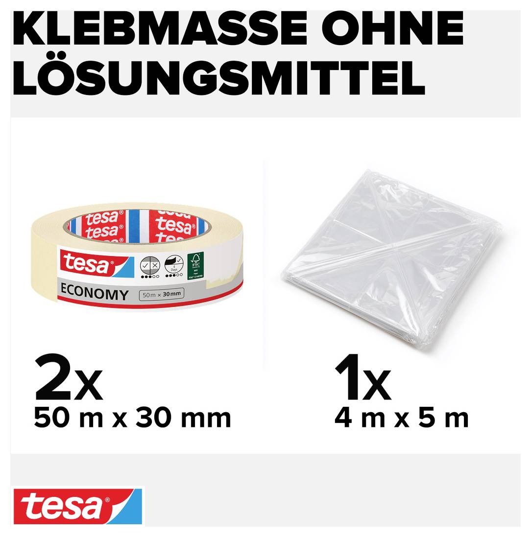 Tesa Economy 55421-00000-05 Malerabdeckband Weiß 1 Set
