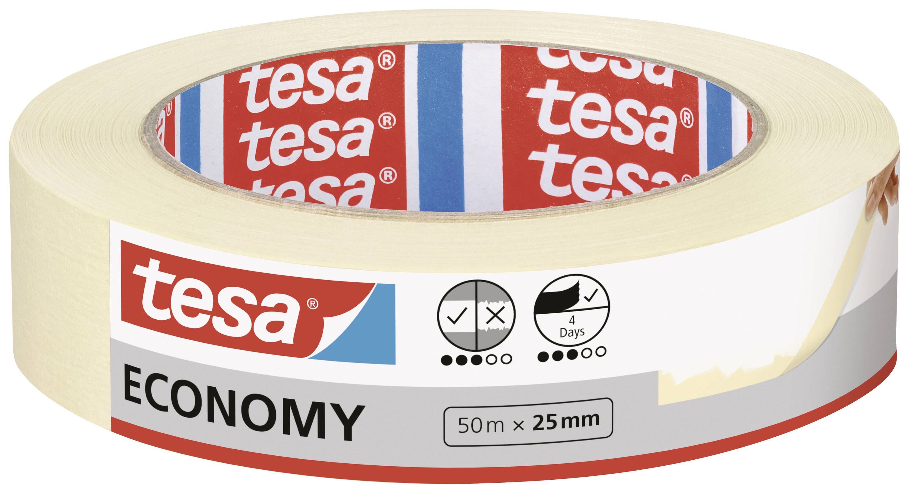 Tesa Economy 05278-00000-03 Malerabdeckband Weiß (L x B) 50 m x 25 mm
