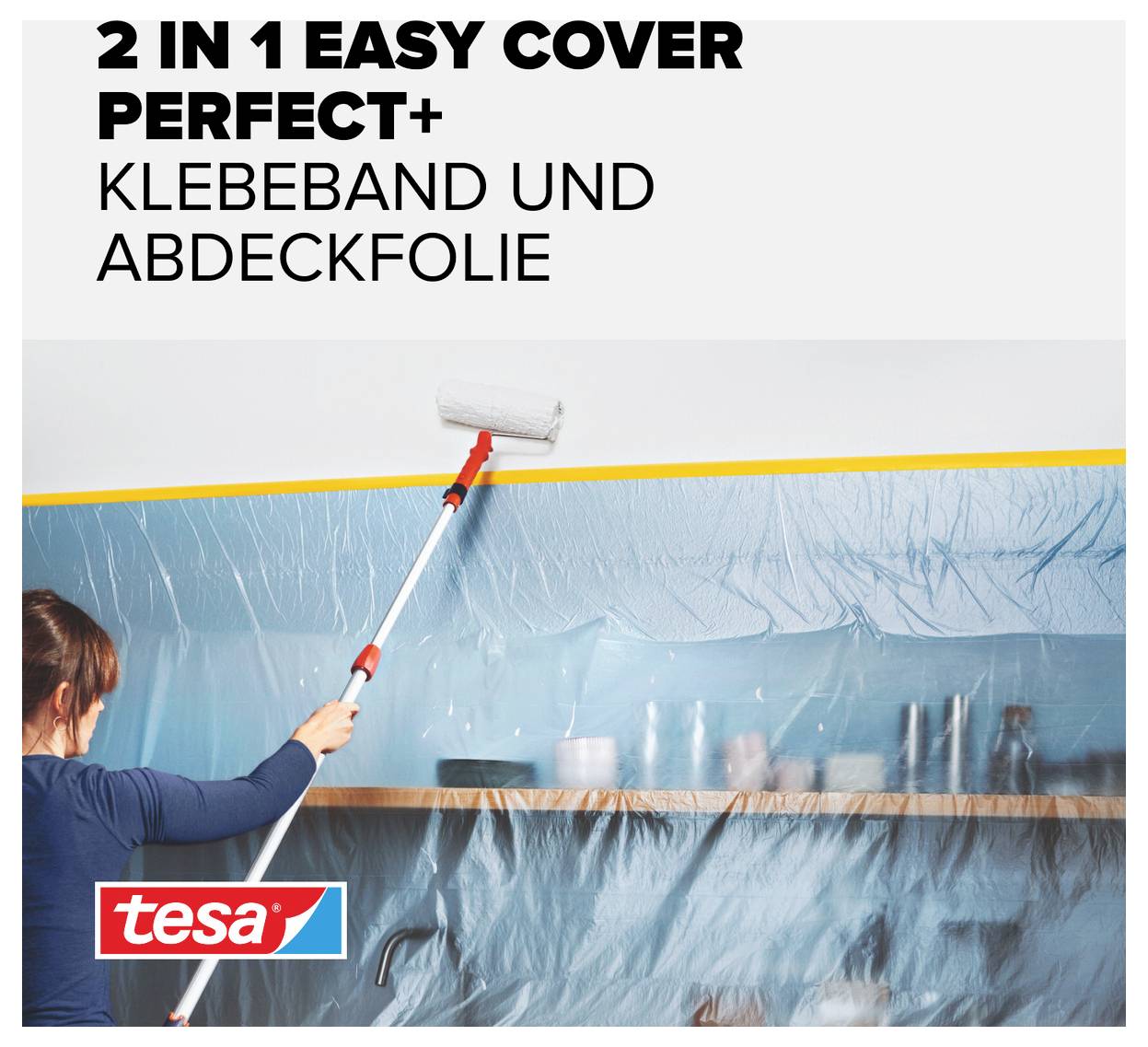 Tesa Easy Cover Perfect+ 56593-00000-00 Abdeckfolie Gelb, Transparent (L x B) 33m x 550mm 1 Set