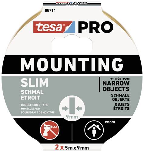 Tesa Mounting PRO Schmal 66714-00000-00 Montageband Weiß (L x B) 10 m x 9 mm 2 St.