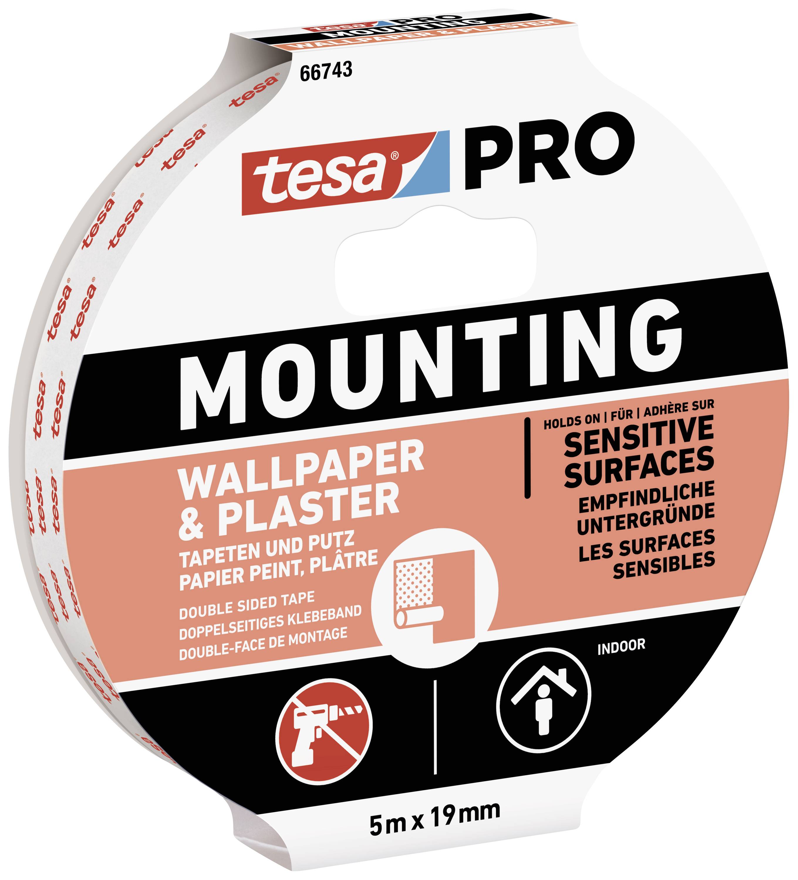 tesa Mounting PRO Tapete & Putz 66743-00001-00 Montageband Weiß (L x B) 5 m x 19 mm 1 St.