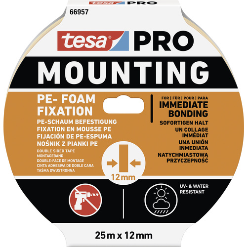 Tesa Mounting PRO PE-Fixation 66957-00000-00 Montageband Weiß (L x B) 25 m x 12 mm 1 St.