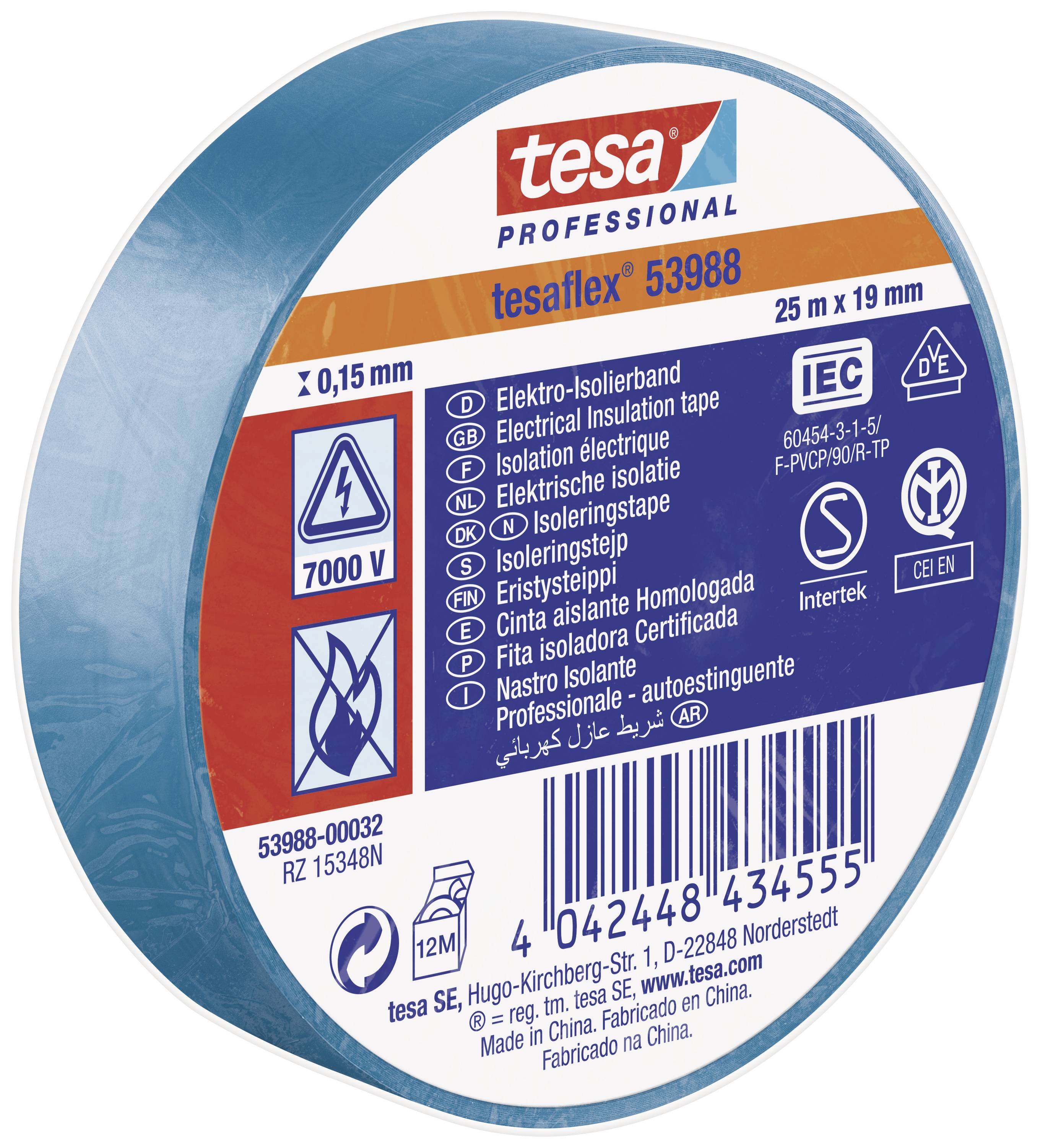 Tesa tesaflex IEC 53988-00032-00 Isolierband Blau (L x B) 25m x 19mm