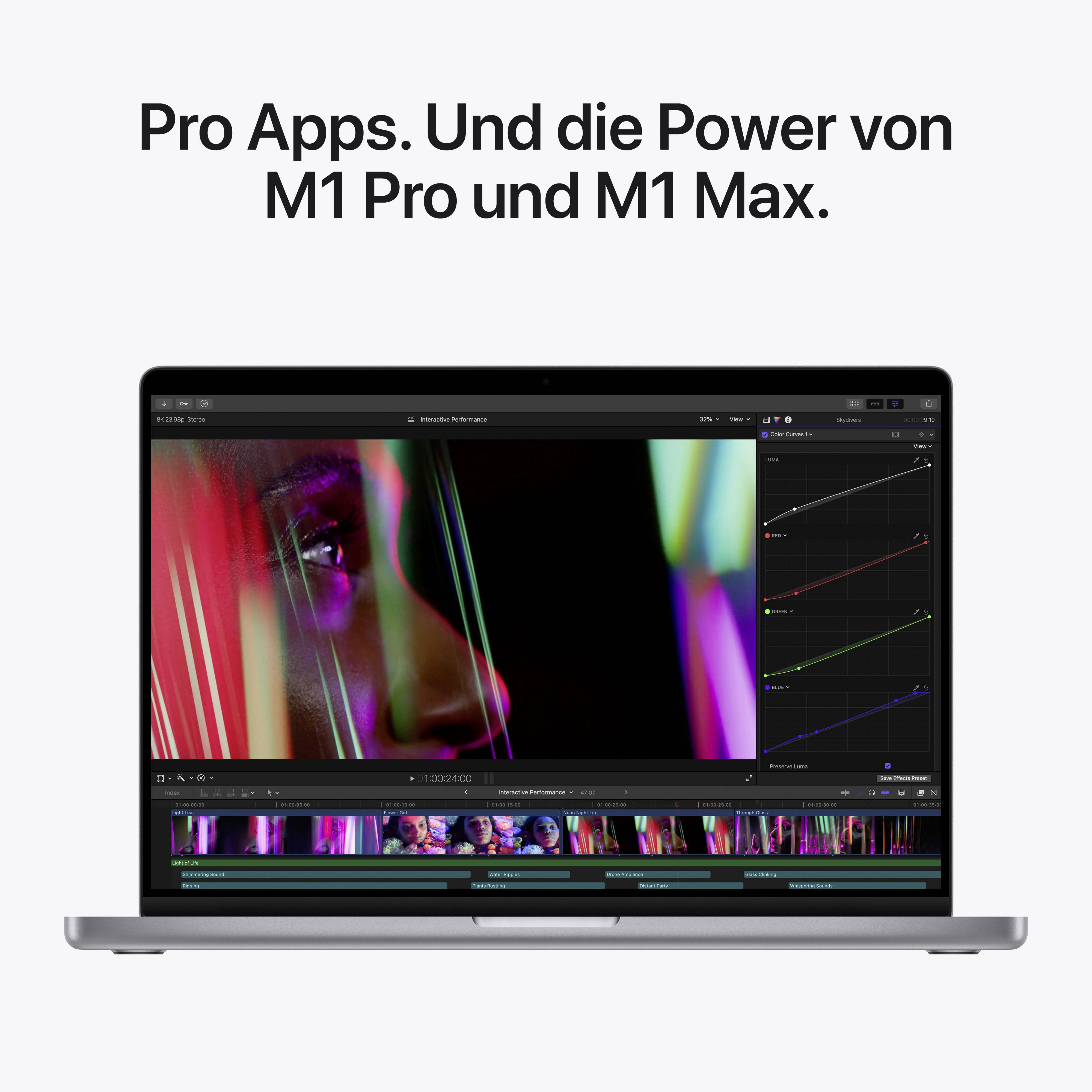 Apple MacBook Pro 16 (M1 Pro, 2021) 41.1 cm (16.2 Zoll) M1 Pro 10‑Core CPU 16 GB RAM 512 GB S