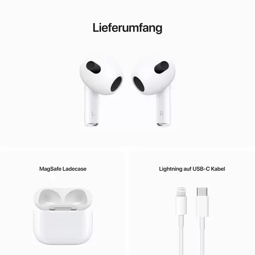 Apple AirPods (3rd Generation) + MagSafe Charging Case AirPods Bluetooth® Weiß Headset Apple AirPods (3rd Generation) + MagSafe Charging Case AirPods Bluetooth® Weiß Headset