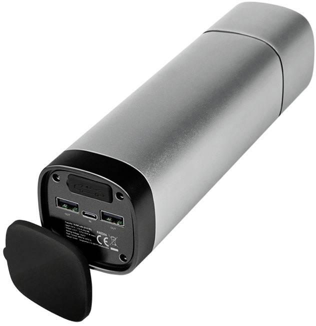 LogiLink PA0266 Powerbank 10000 mAh Fast Charge LiPo USB-A, USB-C® Metallic Grau (matt) Taschenlampe