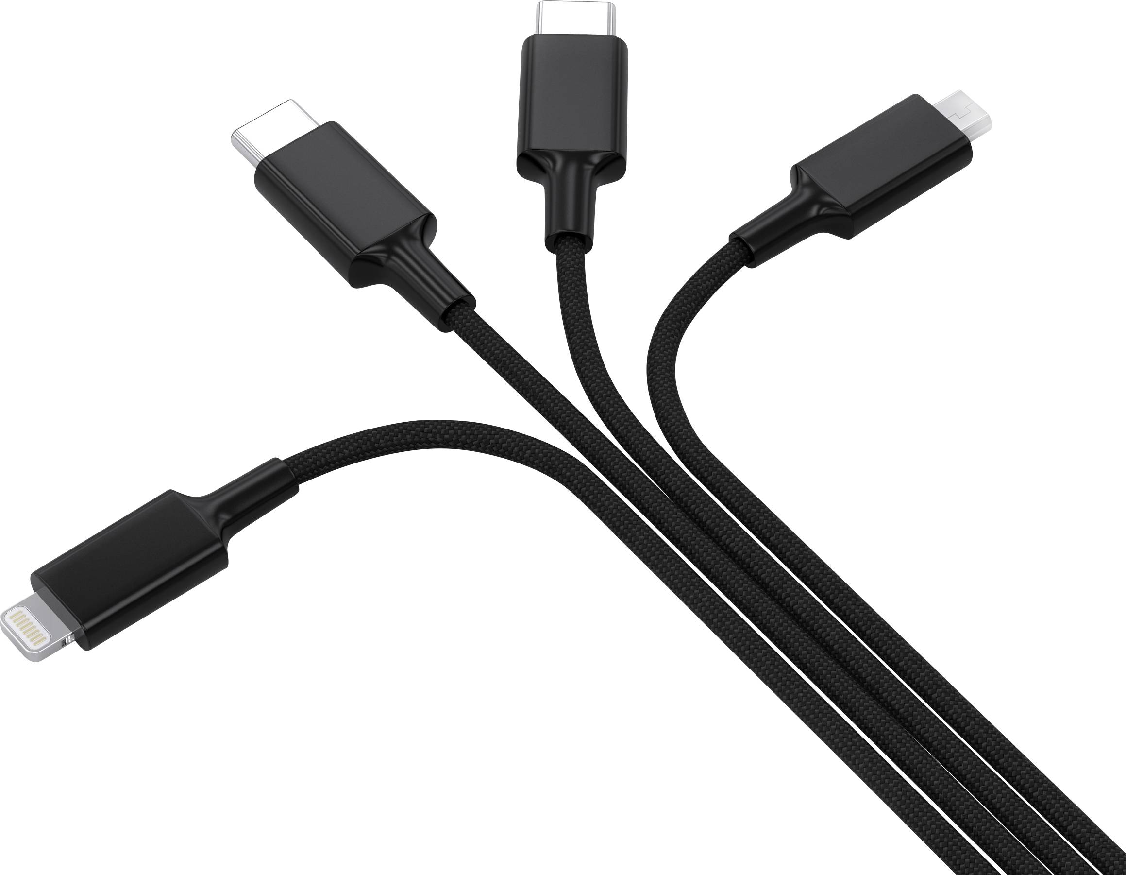 Smrter USB-Ladekabel USB-A Stecker, USB-C® Stecker, USB-C® Stecker, Apple Lightning Stecker, USB-Micro-B Stecker 1.20m Schwarz
